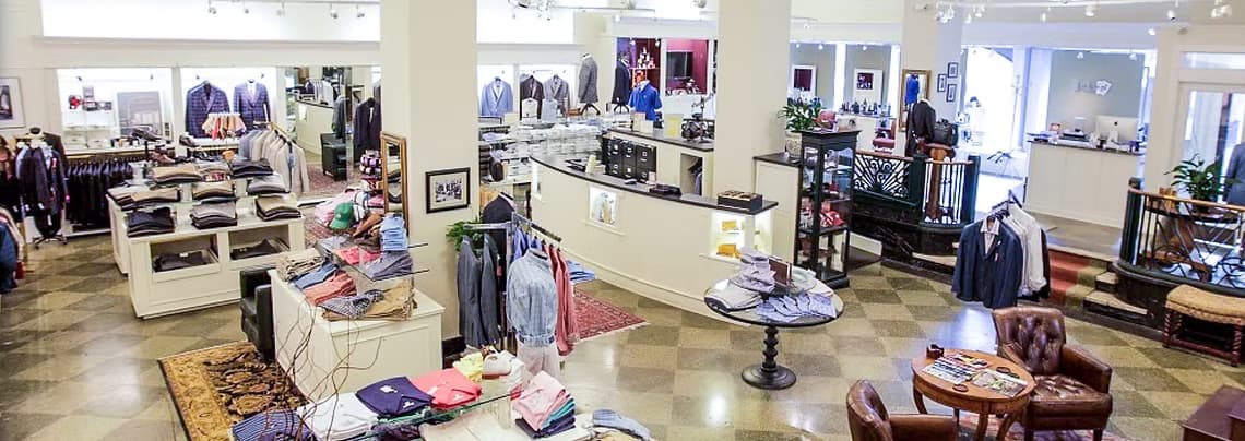 DAVIDSONS interior showcasing luxury menswear